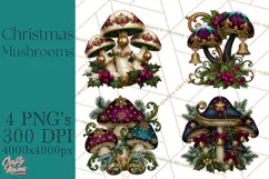 Gothic Christmas Mushrooms PNG, Christmas Florals Product Image 1