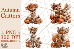 Autumn Critters PNG Cute Woodland Clipart Product Image 1