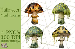 Spooky Halloween Mushrooms PNG, Fall Mushroom Fungus Product Image 1