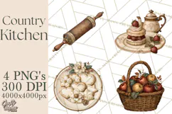 Vintage Farmhouse Kitchen Clipart PNG Product Image 1