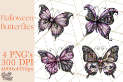 Halloween Butterflies Spooky Gothic Clipart PNG Product Image 1