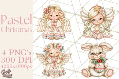 Pastel Christmas Friends Printable Clipart PNG Product Image 1