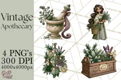 Vintage Apothecary World PNG Product Image 1