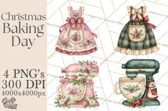 Vintage Christmas Kitchen Clipart PNG Product Image 1