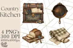 Vintage Farmhouse Kitchen Clipart PNG Product Image 1