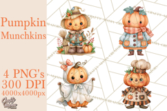 Pumpkin Munchkins Cute Halloween Clipart PNG Product Image 1