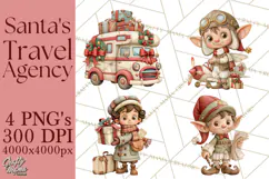 Santa's Travel Agency Christmas Clipart PNG Product Image 1