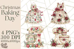 Vintage Christmas Kitchen Clipart PNG Product Image 1
