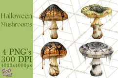Spooky Halloween Mushrooms PNG, Fall Mushroom Fungus Product Image 1