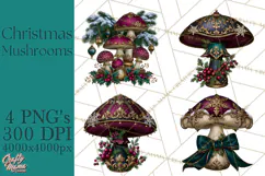 Gothic Christmas Mushrooms PNG, Christmas Florals Product Image 1