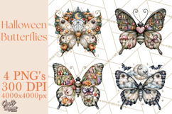 Halloween Butterflies Spooky Gothic Clipart PNG Product Image 1