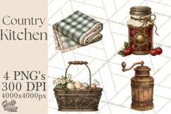 Vintage Farmhouse Kitchen Clipart PNG Product Image 1