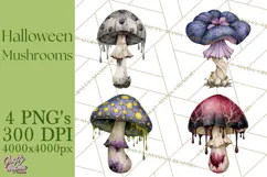 Spooky Halloween Mushrooms PNG, Fall Mushroom Fungus Product Image 1