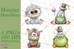 Monster Munchkins Halloween Characters PNG Product Image 1