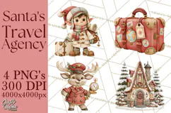 Santa's Travel Agency Christmas Clipart PNG Product Image 1