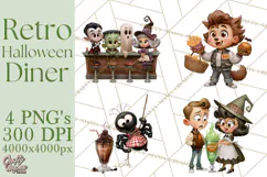 1950s Vintage Halloween Clipart Retro Soda Fountain Clip Art Product Image 1