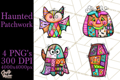 Haunted Patchwork Halloween Characters PNG Product Image 1