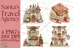Santa's Travel Agency Christmas Clipart PNG Product Image 1