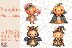 Pumpkin Munchkins Cute Halloween Clipart PNG Product Image 1