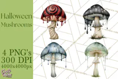 Spooky Halloween Mushrooms PNG, Fall Mushroom Fungus Product Image 1