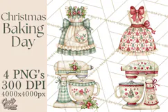 Vintage Christmas Kitchen Clipart PNG Product Image 1