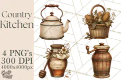 Vintage Farmhouse Kitchen Clipart PNG Product Image 1