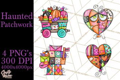 Haunted Patchwork Halloween Characters PNG Product Image 1