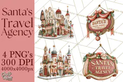 Santa's Travel Agency Christmas Clipart PNG Product Image 1