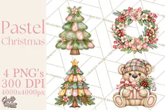 Pastel Christmas Friends Printable Clipart PNG Product Image 1