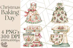 Vintage Christmas Kitchen Clipart PNG Product Image 1
