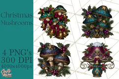 Gothic Christmas Mushrooms PNG, Christmas Florals Product Image 1