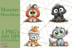 Monster Munchkins Halloween Characters PNG Product Image 1