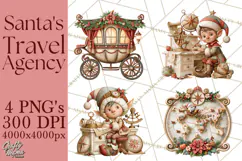 Santa's Travel Agency Christmas Clipart PNG Product Image 1