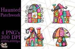 Haunted Patchwork Halloween Characters PNG Product Image 1
