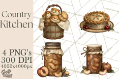 Vintage Farmhouse Kitchen Clipart PNG Product Image 1
