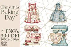 Vintage Christmas Kitchen Clipart PNG Product Image 1