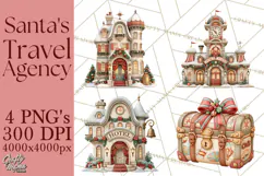 Santa's Travel Agency Christmas Clipart PNG Product Image 1