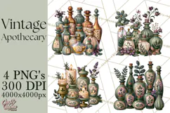 Vintage Apothecary World PNG Product Image 1