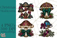 Gothic Christmas Mushrooms PNG, Christmas Florals Product Image 1