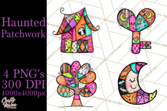 Haunted Patchwork Halloween Characters PNG Product Image 1