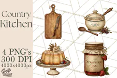 Vintage Farmhouse Kitchen Clipart PNG Product Image 1