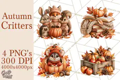 Autumn Critters PNG Cute Woodland Clipart Product Image 1
