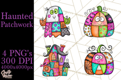 Haunted Patchwork Halloween Characters PNG Product Image 1