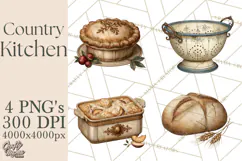 Vintage Farmhouse Kitchen Clipart PNG Product Image 1
