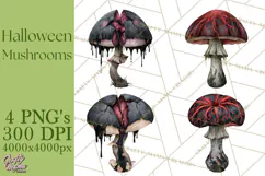 Spooky Halloween Mushrooms PNG, Fall Mushroom Fungus Product Image 1