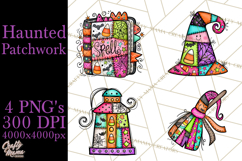 Haunted Patchwork Halloween Characters PNG Product Image 1