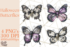 Halloween Butterflies Spooky Gothic Clipart PNG Product Image 1