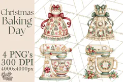 Vintage Christmas Kitchen Clipart PNG Product Image 1