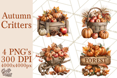 Autumn Critters PNG Cute Woodland Clipart Product Image 1