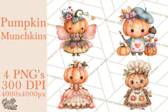 Pumpkin Munchkins Cute Halloween Clipart PNG Product Image 1